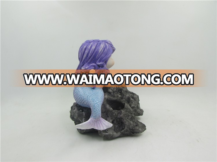 Favor Decor Gift Little Mermaid Sat On The Rocks Mermaid Miniature Sculpture For Sale