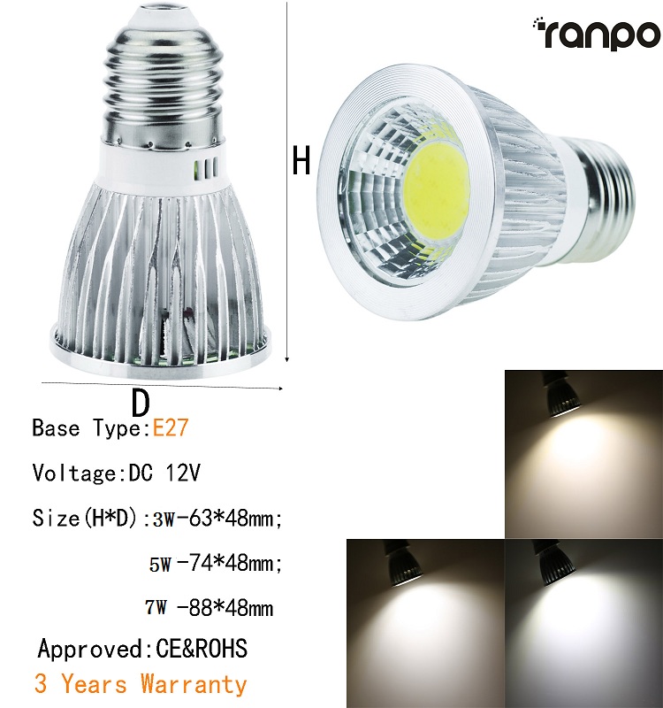 Energy Star Dimmable 12V COB LED SpotLight Bulb MR16 GU10 E27 E14 GU5.3 B22 3W 5W 7W White Lamp Indoor Lighting