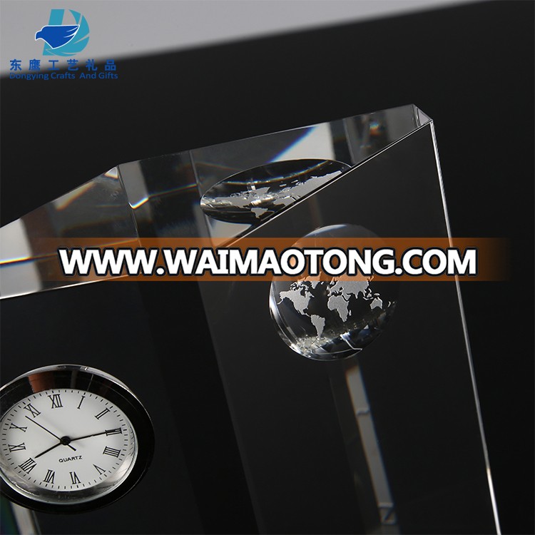 Factory Direct Sell Square Shape Clear Crystal Living Room Clock For Personalized Engraving