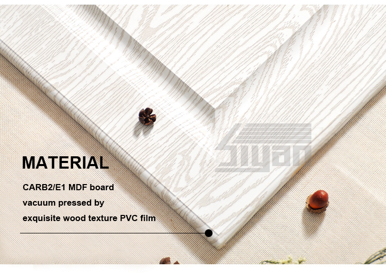 PVC film pressed MDF kitchen cabinet door wood