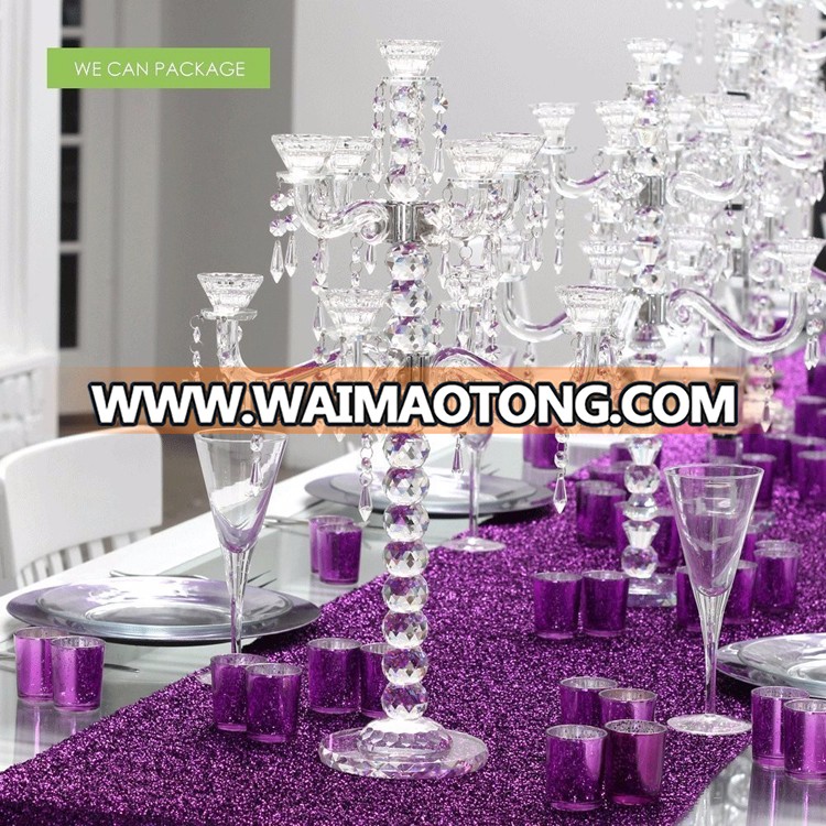 5 arm wedding crystal material and candelabra type crystal bead candle holders