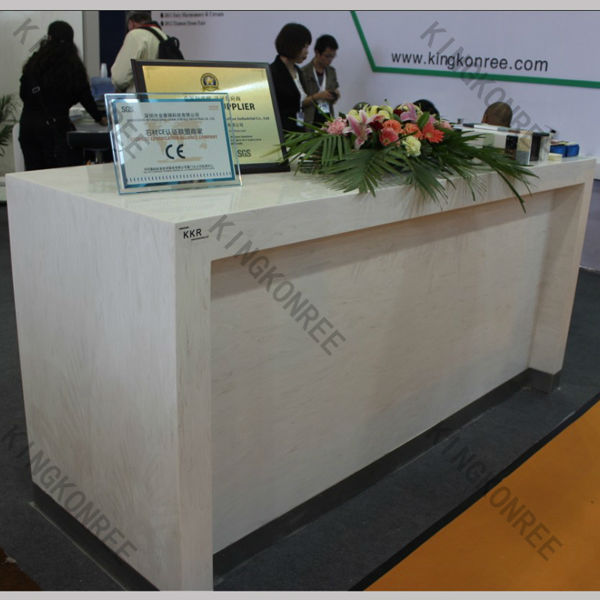 kingkonree artificial stone modern reception counter design for hotel