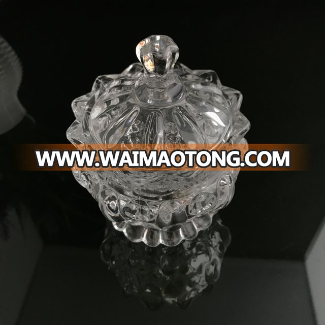 Glass Candy Jar Crystal Glass Jar with Glass Lid