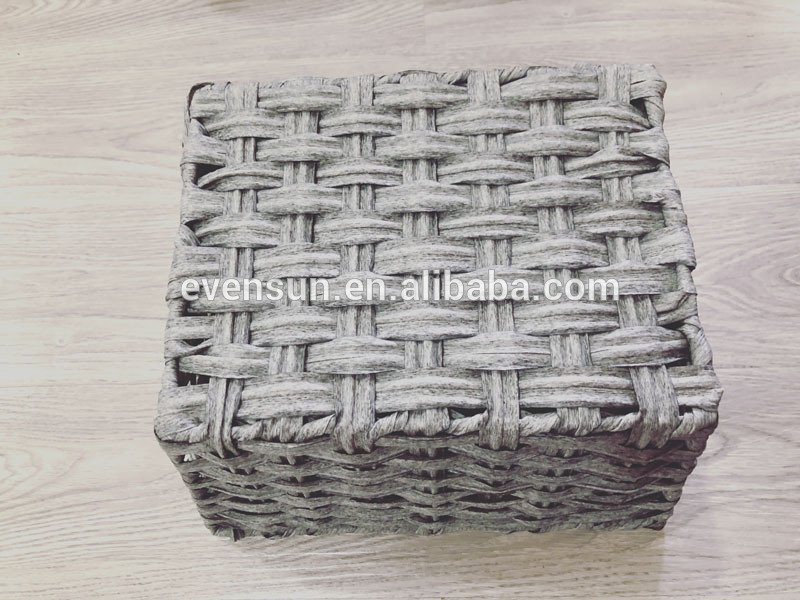 Grey Plastic Rattan Laundry Basket For Cloth Toy Storage In Highly Quality