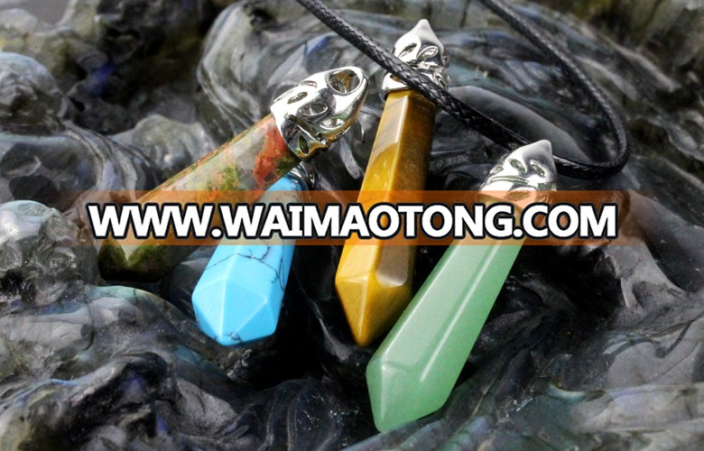 Wholesale Assorted Gemstone pendant,Crystal healing two hexagonal point pendant