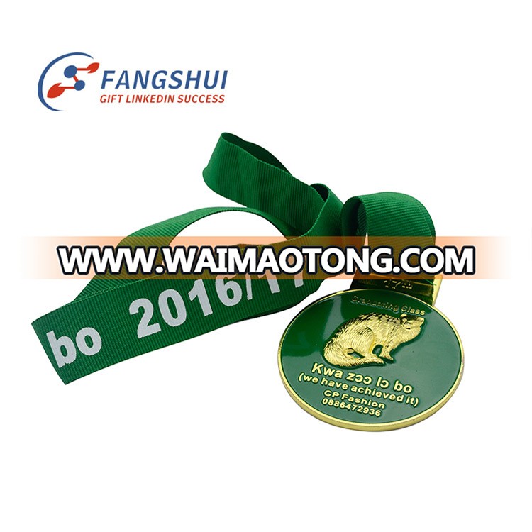 Wholesale high quality zinc alloy souvenir die casting bicycle medal with ribbon