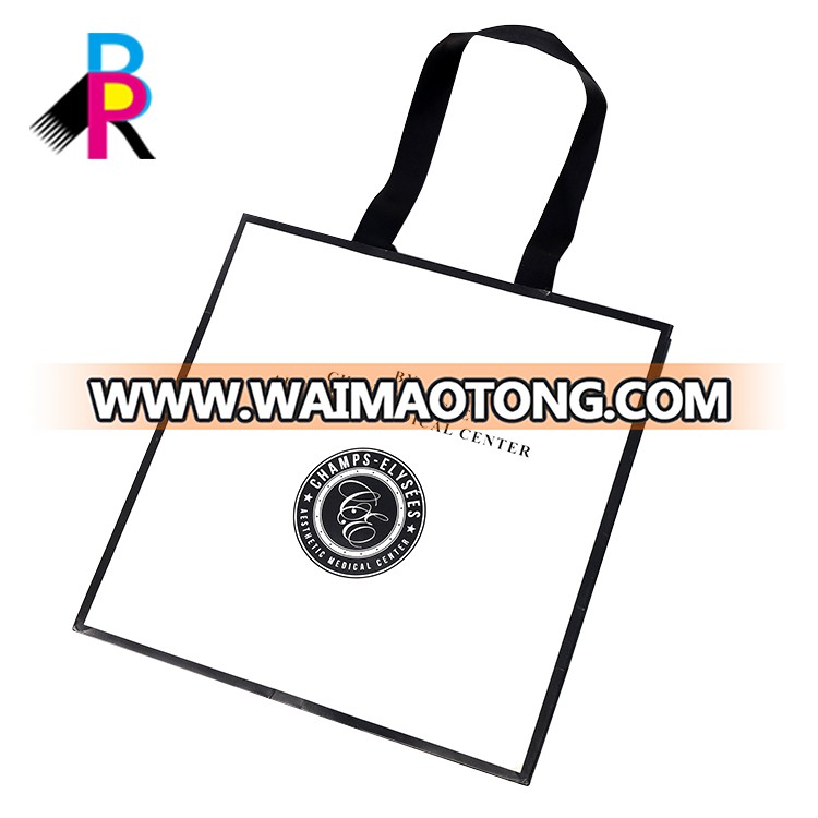 OEM New Design Black  Folding Shopping Bag With Glossy Lamination