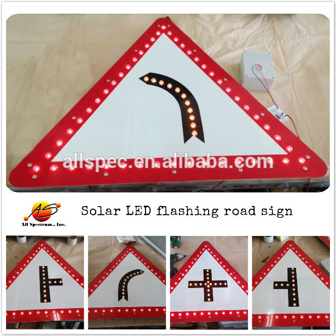 Thailand Kuwait Qatar Cautionary Signs solar flasher beacon led traffic sign board