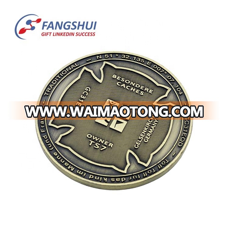 Souvenir dealers promotional zinc alloy metal copper brass iron metallic 3d die casting old gold antique coin