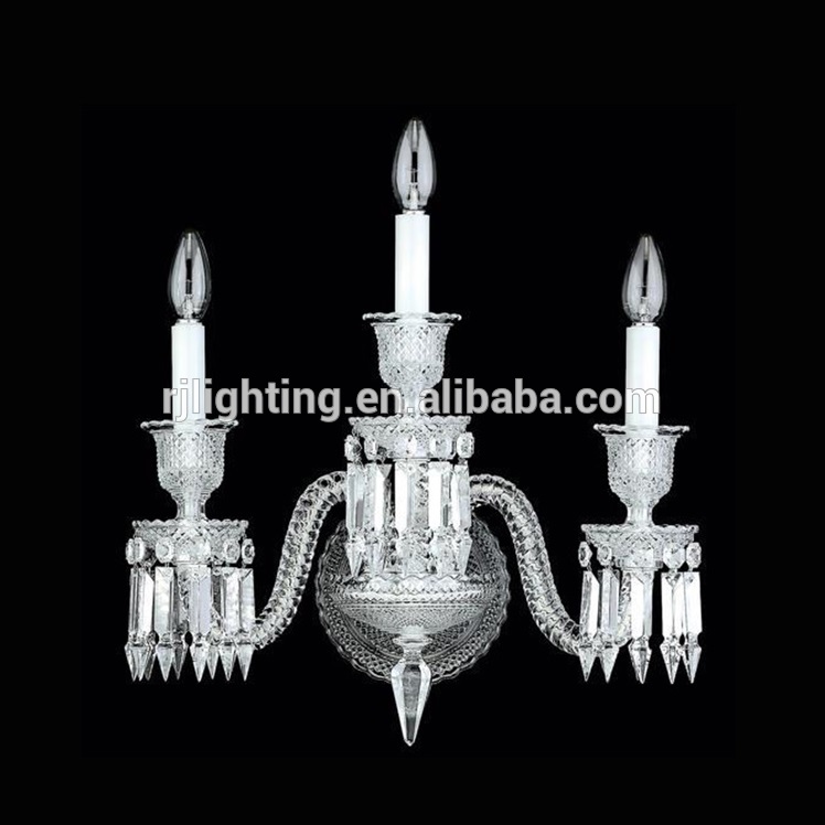 Baccarat Style Black Crystal Hotel Wall Sconce Mounted Chandelier LED Light Lamp for Living Room