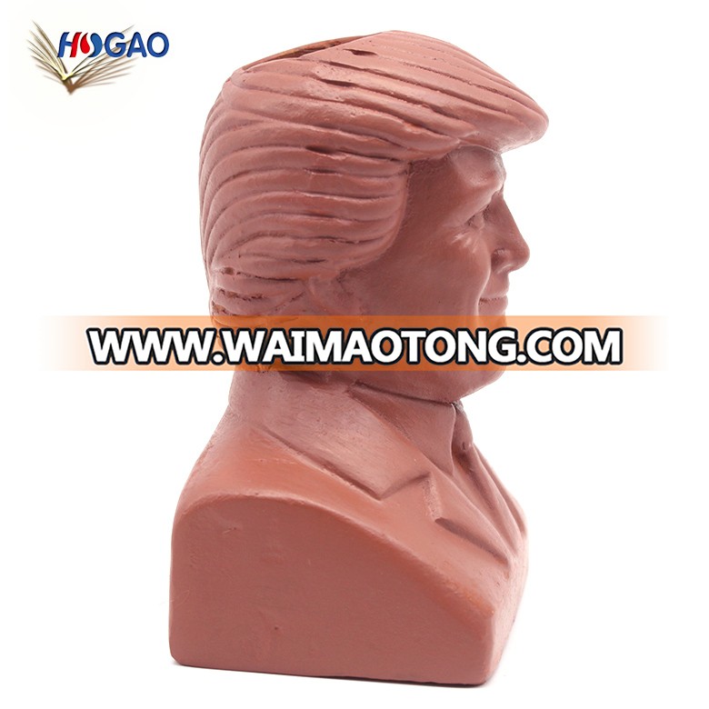 New product ideas 2018 exclusive existing home garden modern decorative funny red pottery head planter Donald Trump chia pets