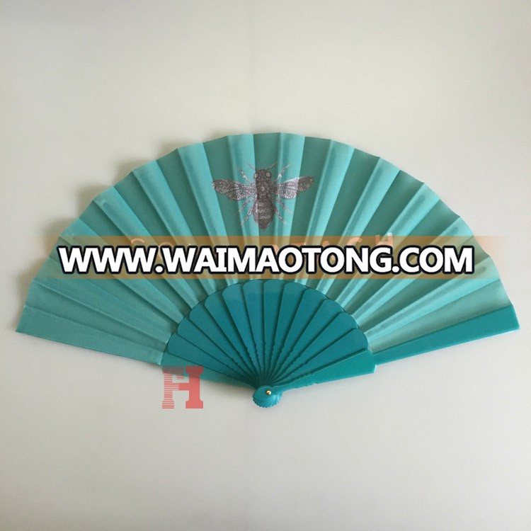 Hot products customized printed fabric plastic hand fan