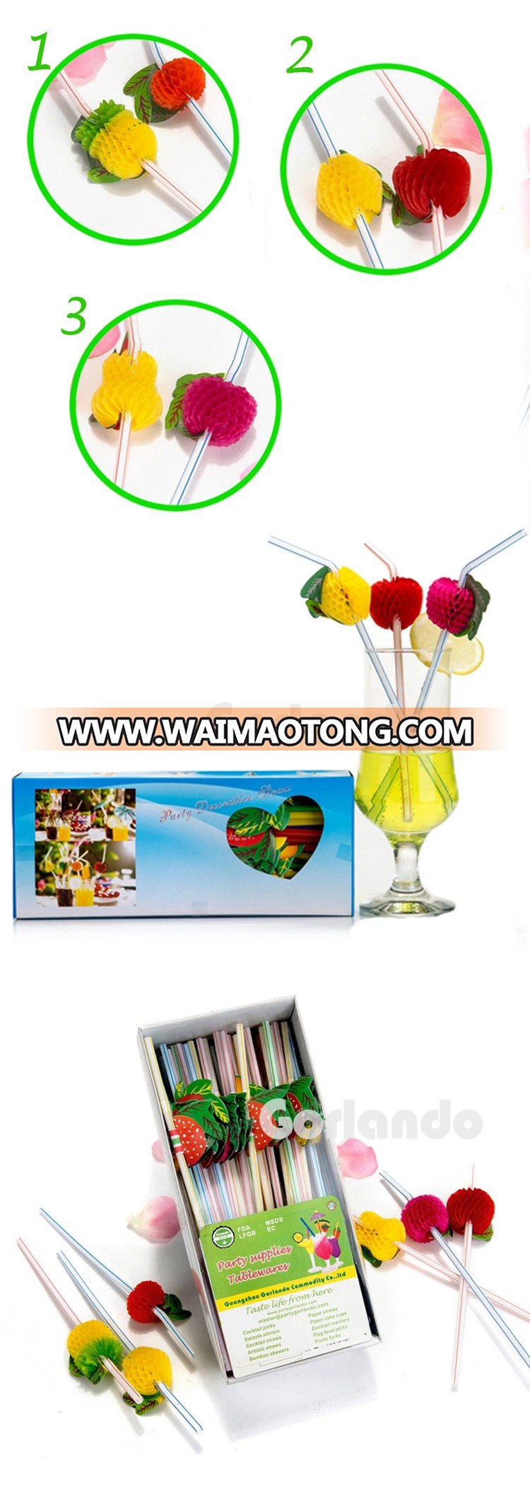 party fruit decoration plastic drinking straw