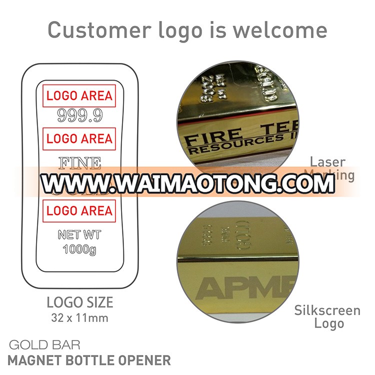 Wholesale Gold Bar Shape Plastic Bottle Opener Magnet