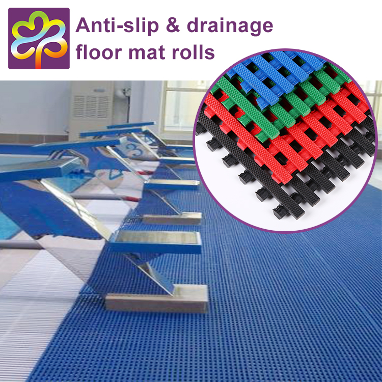 China factory wholesale high quality pvc water drainage anti slip swimming pool mat roll