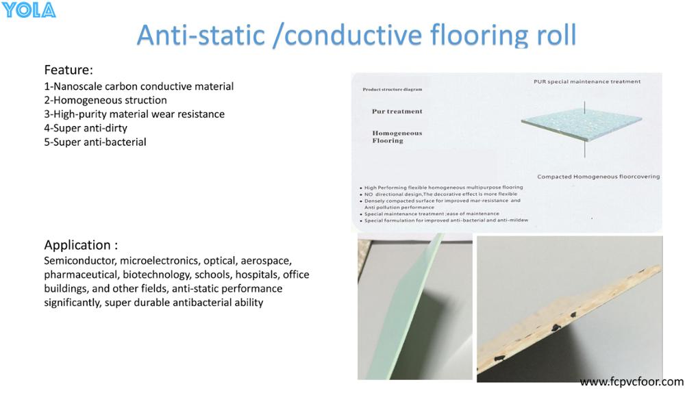 Anti-static vinyl flooring mat for clean room hospital floor tiles