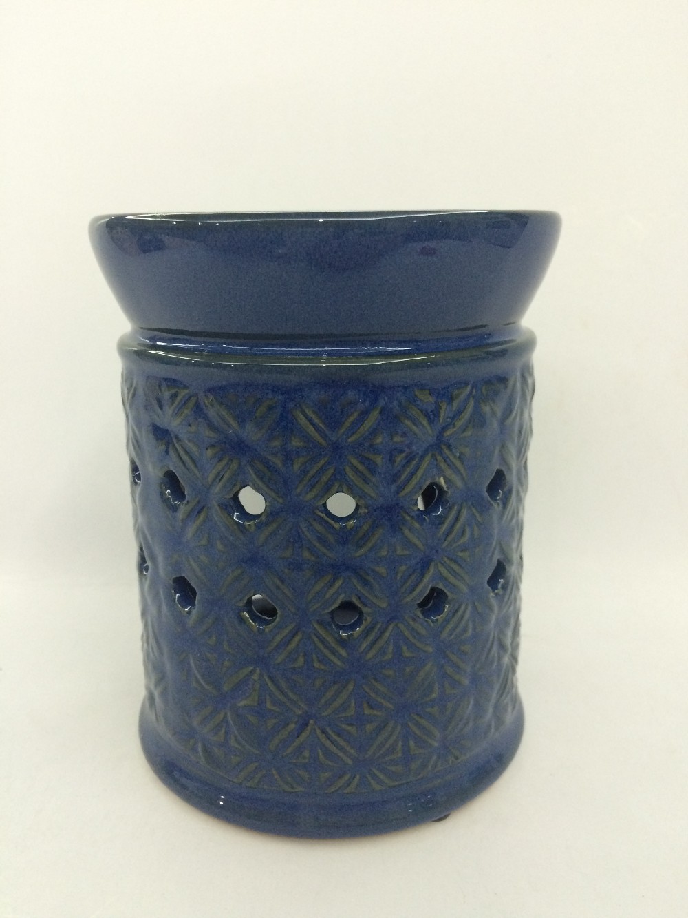 Custom Ceramic Fragrance Big Round Blue Ceramic Oil Burner