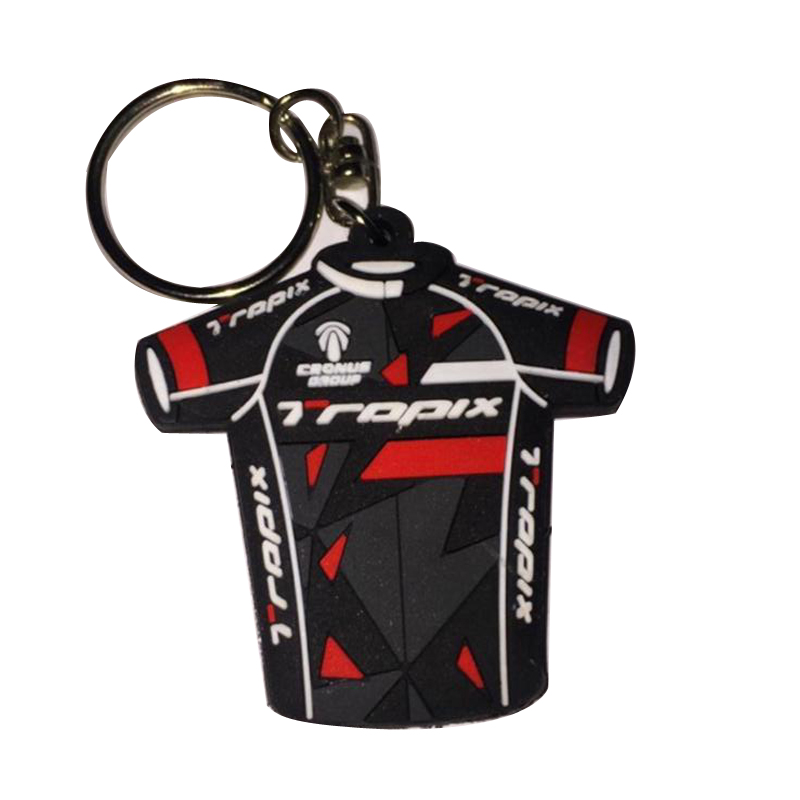 rubber embossed double sides pvc keychain jersey souvenirs keyring for promotion