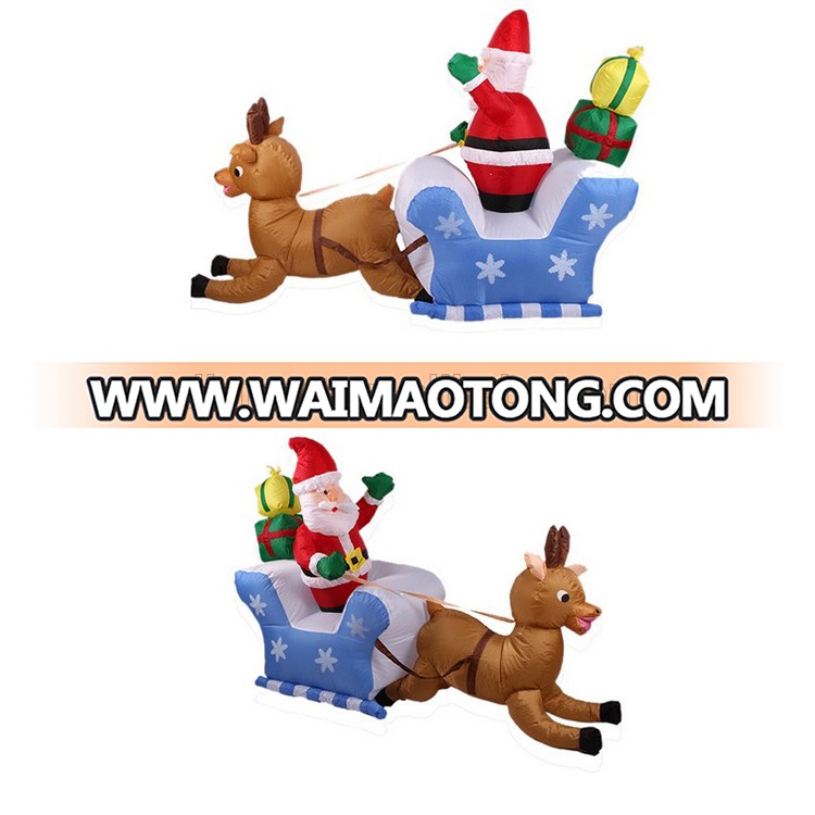 wholesale 2m long inflatable santa with sleigh and reindeer