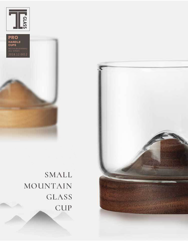 New Arrival 120ml Handmade Borosilicate Glass Drinking Cup With Wooden Tray For Tea or Whisky