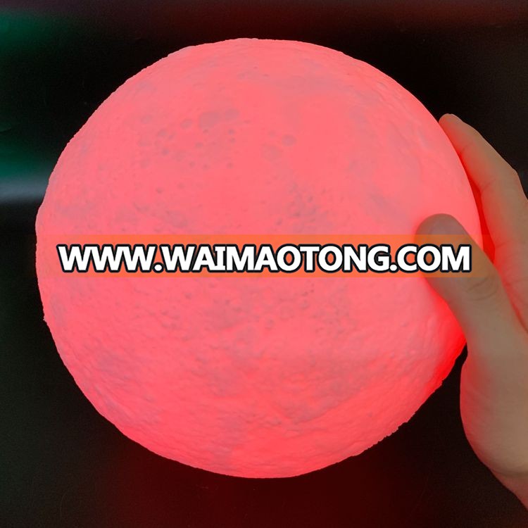 New OEM 3D print moon surface shape USB rechargeable touch remote control LED night light