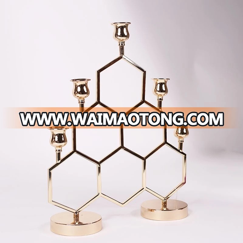 NO H015 Modern Art Unique  stack Hexagonal honeycomb candle holder for decoration