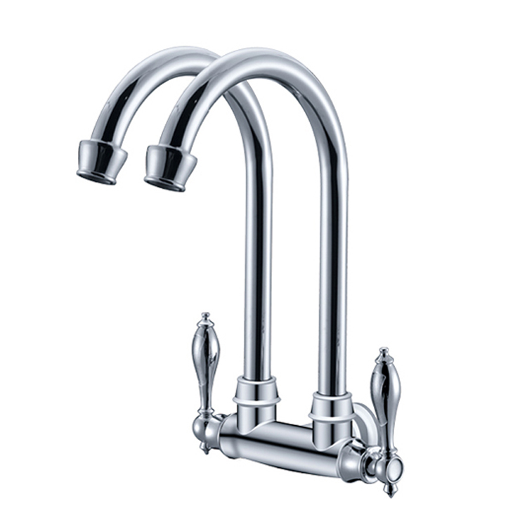 dual handle kitchen ware double spout faucet