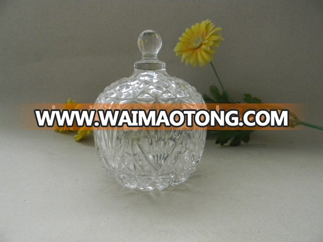 Glass Candy Jar Crystal Glass Jar with Glass Lid