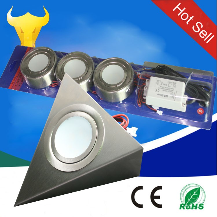 2w surface mounting triangle LED cabinet light kit