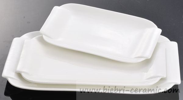 White Glossy Color Hotel Restaurant Rectangular Dinner Service Plates Dishes