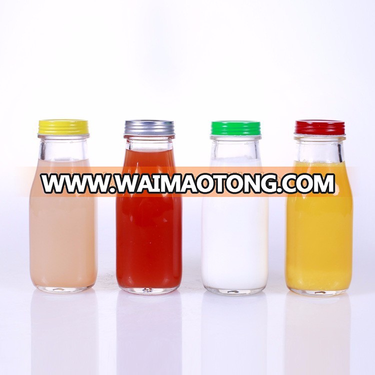 DAILY 350ml 14oz glass milk bottles with metal screw cap wholesale