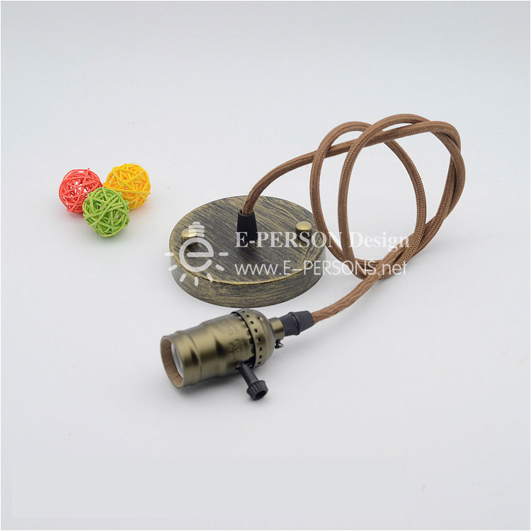 Light Vintage Edison Plug-In Mini Pendant Matte Black Finish Cloth Cord In-Line On/Off Rocker Switch