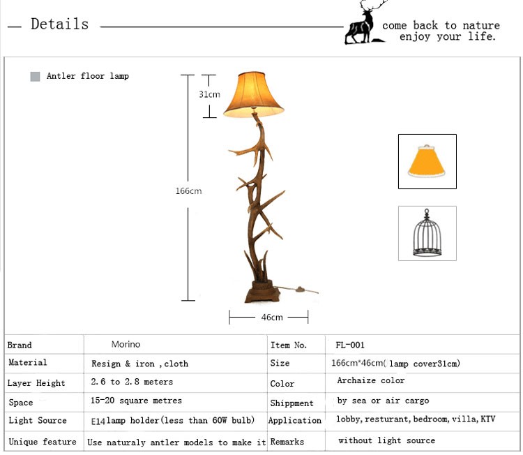 deer horn antler design with lamp shades antique bedside lamp stand light floor with cage