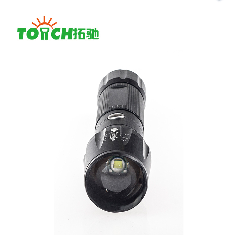 High power police aluminum alloy body material rechargeable 18650 battery or AAA dry battery zoomable LED flashlight torch light