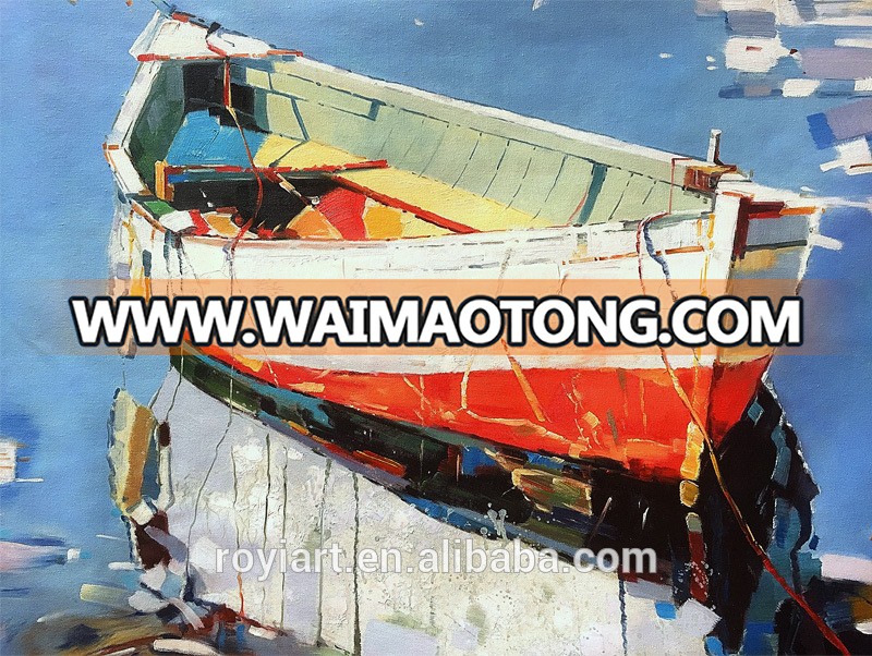 Handmade Thick strokes abstract boat knife oil painting on canvas for sell