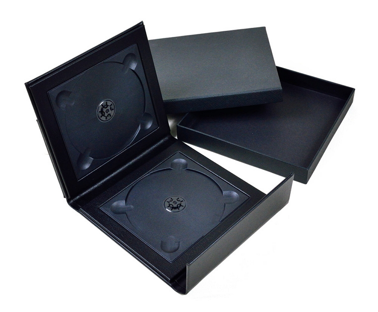 custom high grade leather paper CD DVD case for 1 or 2 dics