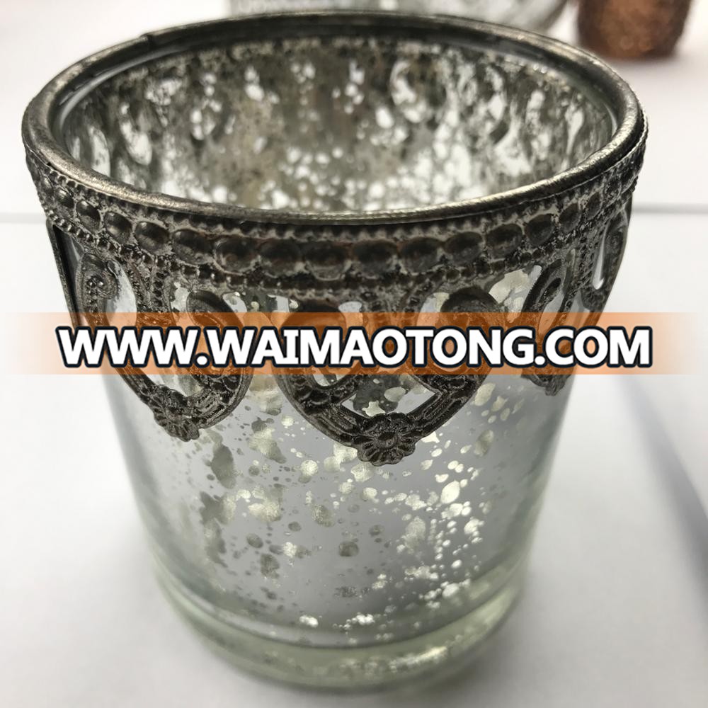 Classic starry sky glass tea light holder with sliver fleck for wedding favors