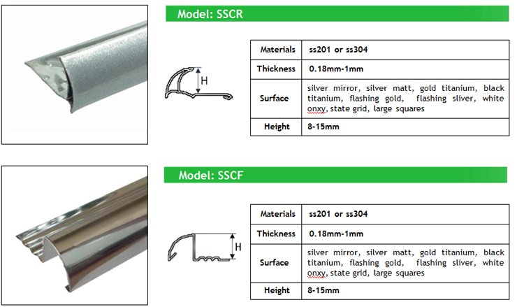 factory price reliable quality stainless steel tile trim