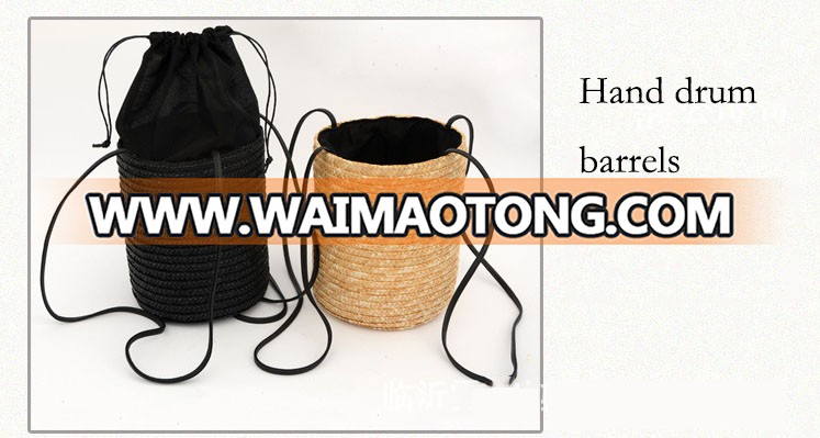 hand-woven straw hat flower basket flower drums portable bag