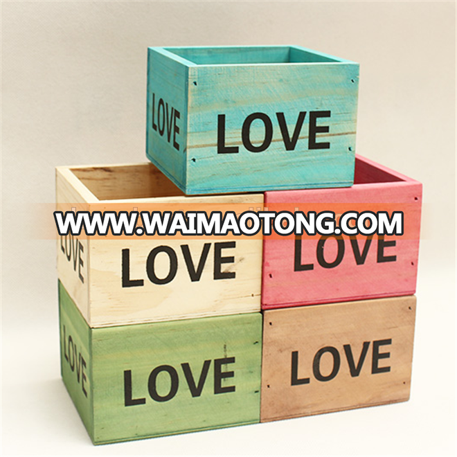 Chinese Supplier Painting Pink Outside Custom Printed Wood Boxes with Hinged Lid for Gift Packaging