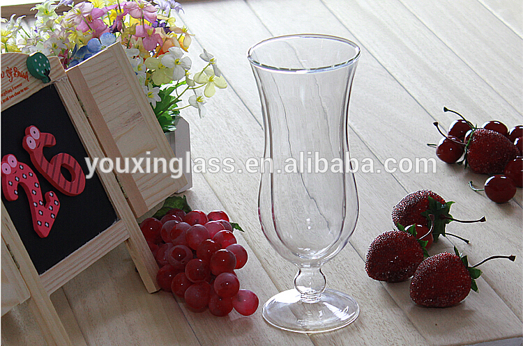 Creative double walled handmade mouthblown glass wine cup