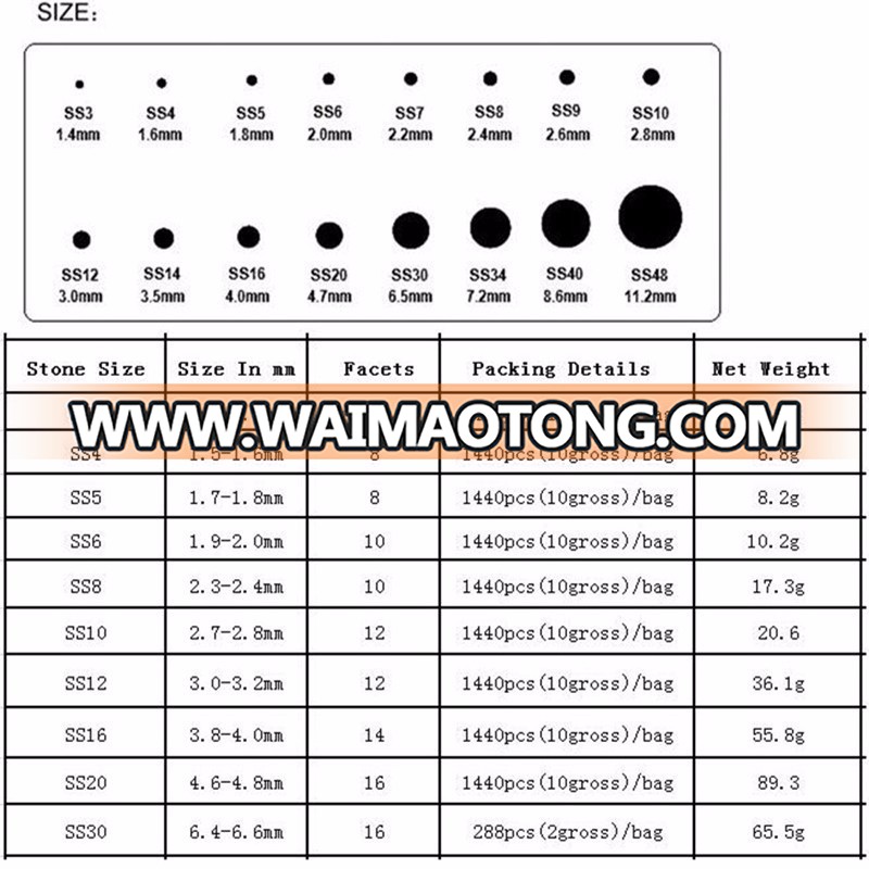 20# 16 faceted round diamond stone wholesale hotfix rhinestone