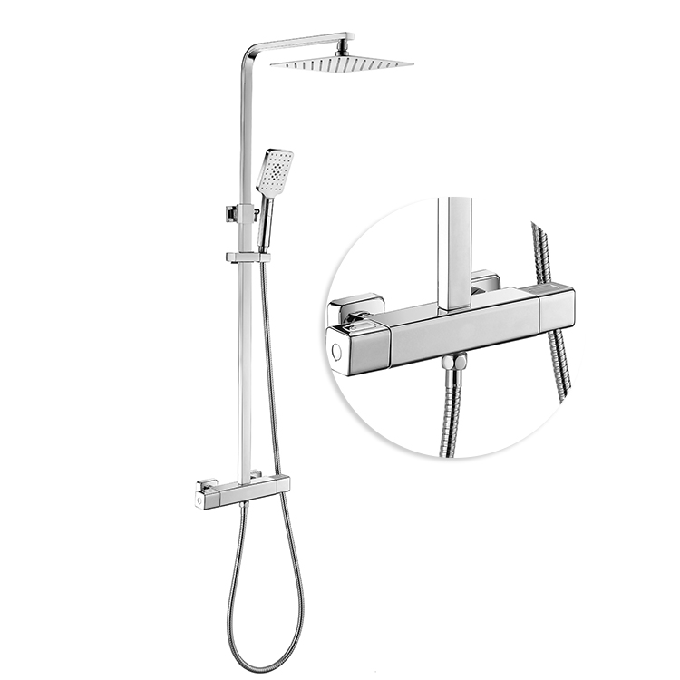 CE european style sanitary ware exposed bathroom thermostatic bath chrome brass shower faucet mixer set taps with shower head