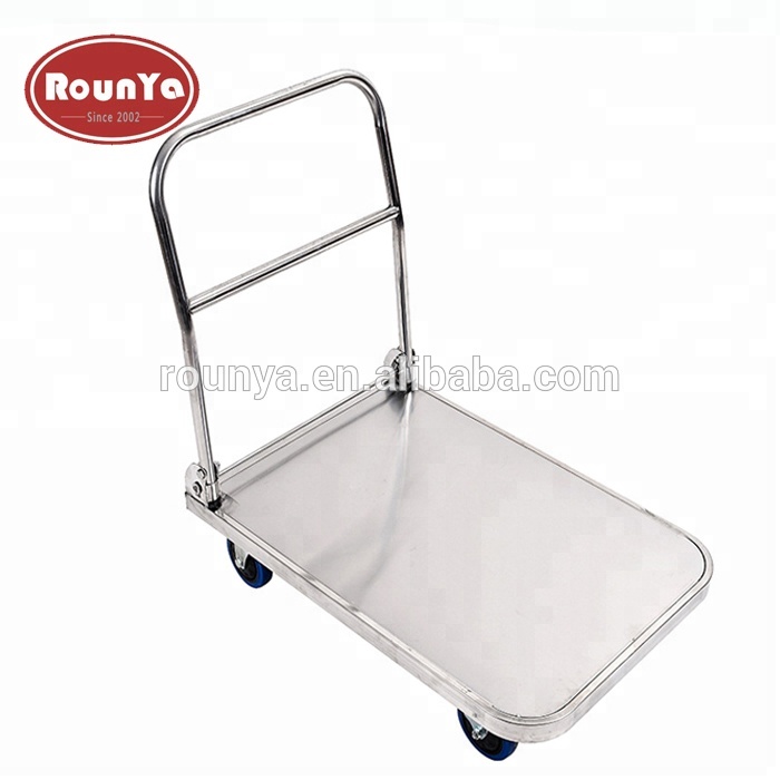 Four wheel stainless steel folding handle platform trucks capacity 150kg 300kg