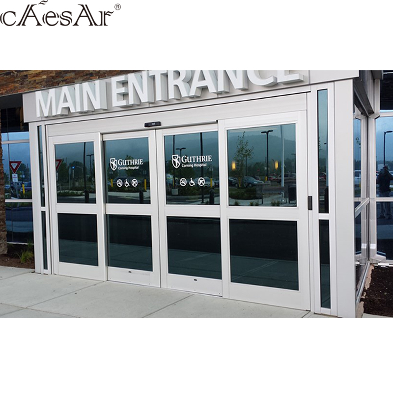 Europe driving system commercial hospital hotel exterior automated sliding doors with glass inserted  EC100