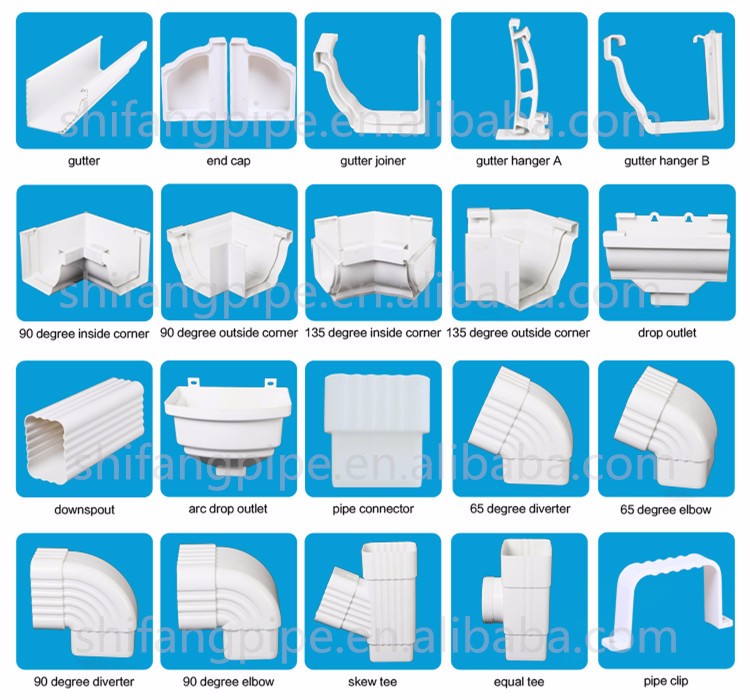 wholesale pvc roof gutter and pipes square,plastic rain collector