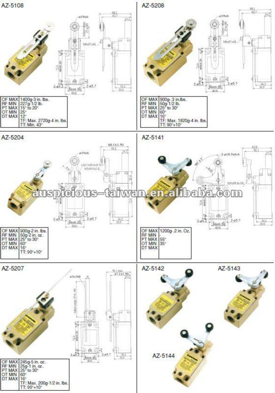 CE TUV Mini Micro Switch, Limit Switch, 125V 250V AC/DC