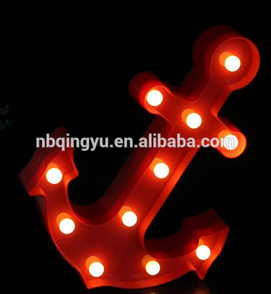 Anchor Shaped LED Marquee Sign LIGHT vintage Plastic Table Night Light Wall Lamps Battery Operated Indoor Decoration