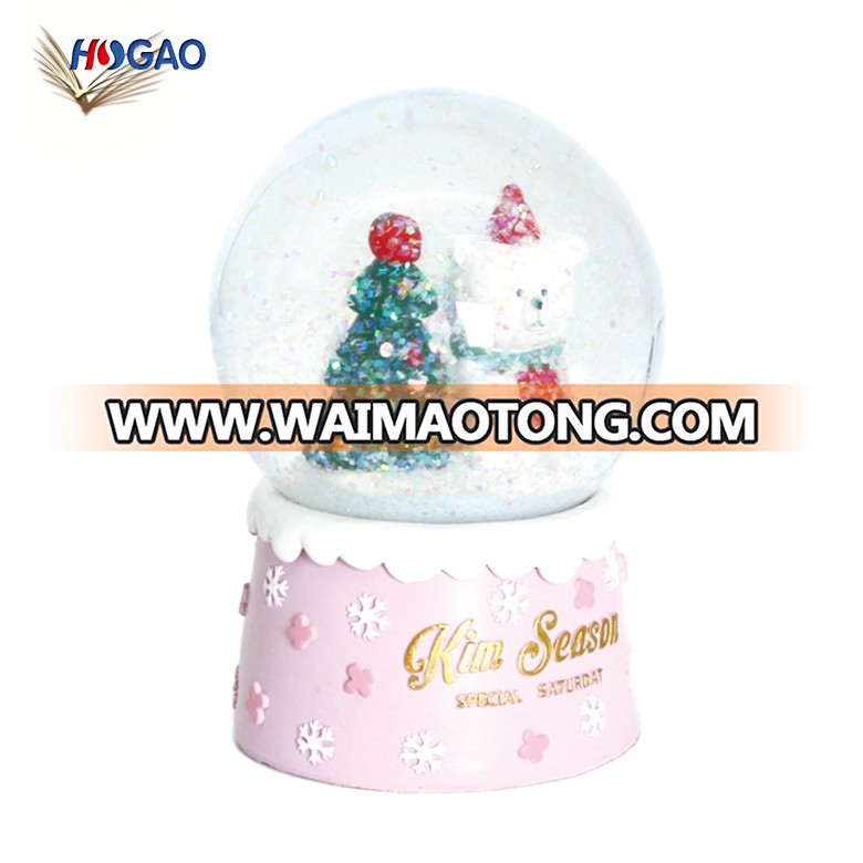 Christmas Snow Globe Teddy Bear Mini Water Ball Xmas Ornamental Decoration Gift