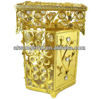 2016 gold plated hotel garbage bin/garbage can L860